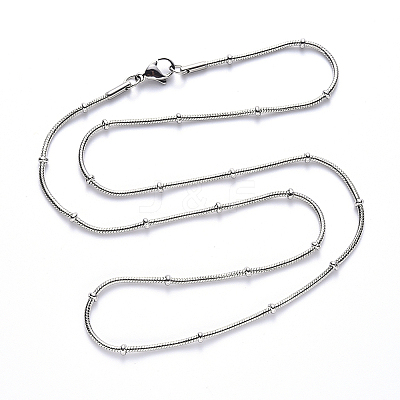 Non-Tarnish 304 Stainless Steel Round Snake Chain Necklace NJEW-S420-009A-P-1