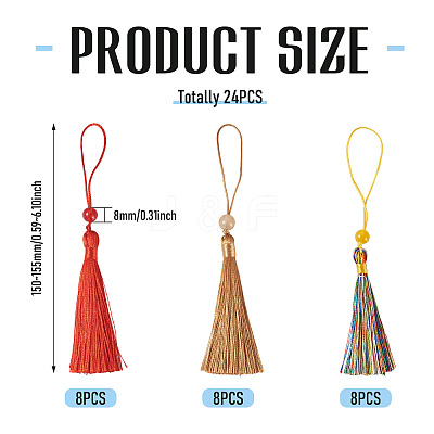 24Pcs 3 Colors Polyester Tassel Decorations OCOR-TADJ0007-01E-1