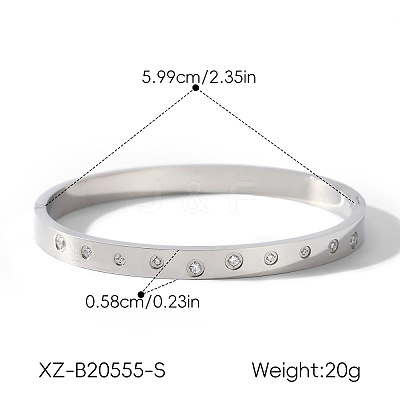 304 Stainless Steel Pave Clear Cubic Zirconia Hinged Cuff Bangles for Women WG9988A-02-1