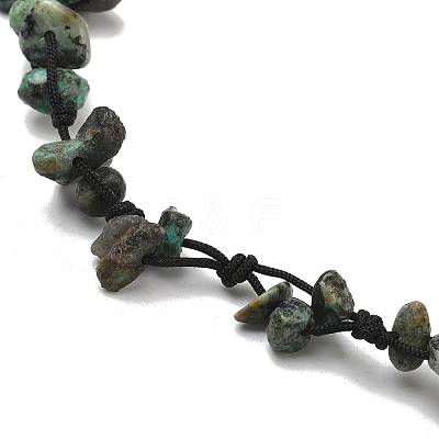 Chip Natural African Turquoise(Jasper) Beaded Anklets AJEW-PH01371-04-1