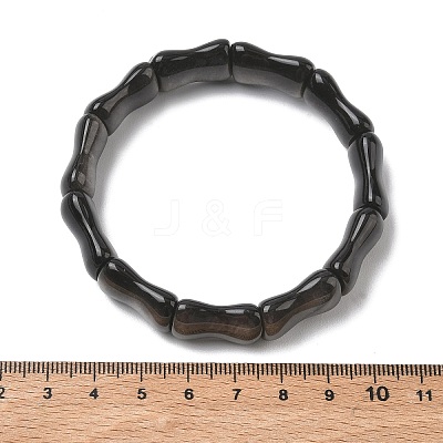 Bamboo Natural Silver Sheen Obsidian Beads Stretch Bracelets for Women Men BJEW-K304-01C-1