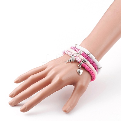 4Pcs 4 Styles Polymer Clay Heishi Beads Stretch Bracelets Sets BJEW-JB05904-1