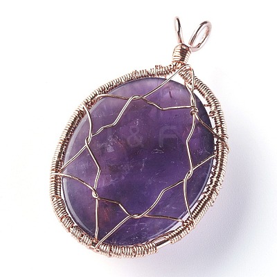 Natural Amethyst Big Pendants G-G771-C04-1