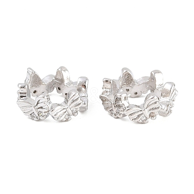 Butterfly Brass Clear Cubic Zirconia European Beads KK-B186-09P-1