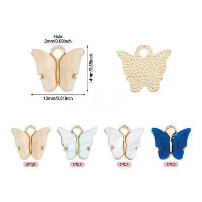 20Pcs 4 Colors Acrylic Charms MACR-TA0002-55A-1