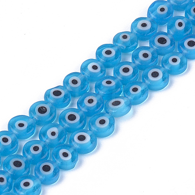 Handmade Evil Eye Lampwork Beads Strands X-LAMP-S191-02A-05-1