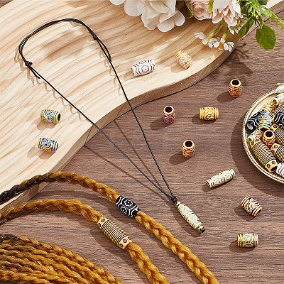 44Pcs Plastic & Resin Dreadlocks Braiding Beads OHAR-SC0001-21-1