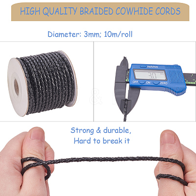 Round Braided Cowhide Cords WL-L009-01A-1