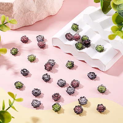 30Pcs 3 Colors Resin Rose Flower Cabochons CRES-TA0001-96-1