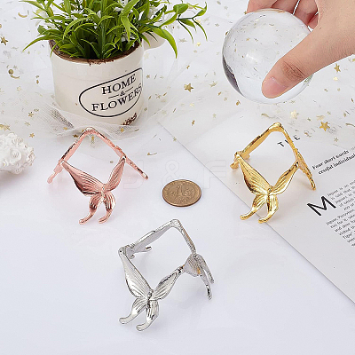 3Pcs 3 Colors Butterfly Crystal Ball Display Stand Alloy Metal Base ODIS-BC0001-11-1