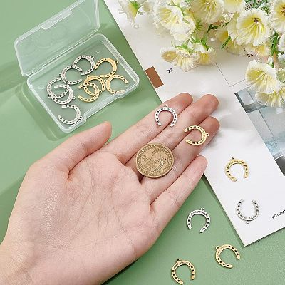 16Pcs 2 Colors 201 Stainless Steel Pendants STAS-CA0001-52-1
