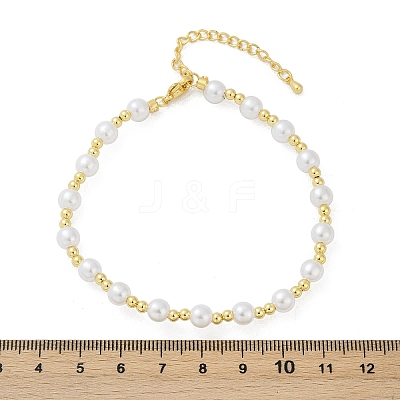 ABS Imitation Pearl Round Beads Bracelets for Women BJEW-M104-01G-1