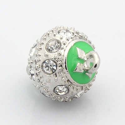 Platinum Plated Round Alloy Enamel Magnetic Clasps with Loops ENAM-P107-M-1