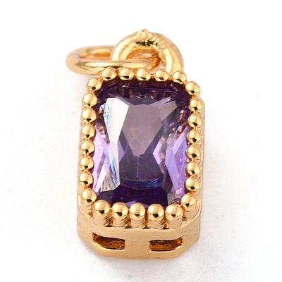 Real 18K Gold Plated Brass Inlaid Cubic Zirconia Charms ZIRC-L100-075G-01-1
