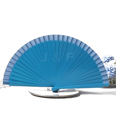 Spanish Solid Color Bamboo with Paper Folding Fan PW-WGF3F0E-04-1