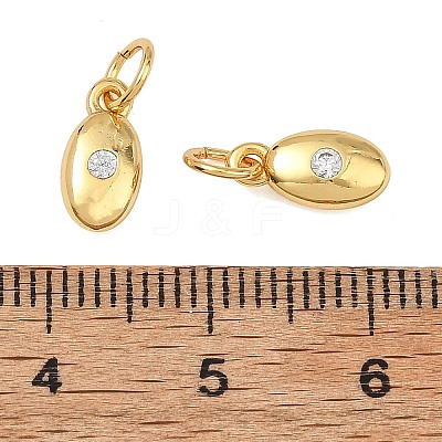 Brass Micro Pave Clear Cubic Zirconia Charms KK-F941-22G-1