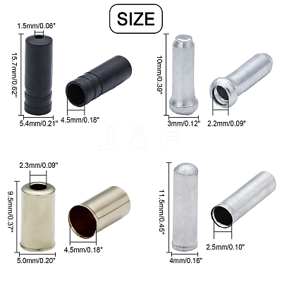 200Pcs 4 Style Nylon & Plastic & Aluminium Alloy & Brass Bike Brake Cable End Caps FIND-CA0005-48-1