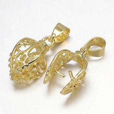 Rack Plating Brass Pendant Pinch Bails KK-E738-20G-1