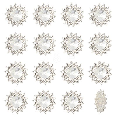 16Pcs Alloy Rhinestone Shank Buttons BUTT-MA0001-07-1