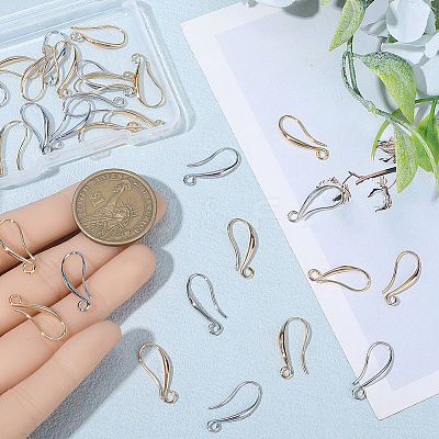 40Pcs 2 Colors Brass Earring Hooks KK-BBC0021-72-1