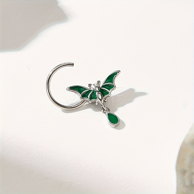 Gothic 316 Surgical Stainless Steel Enamel Green Bat Nose Ring with Drop Charms for Men and Women Party Jewelry YQ2645-1