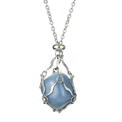 Crystal Cage Holder Necklace NJEW-JN04604-02-1