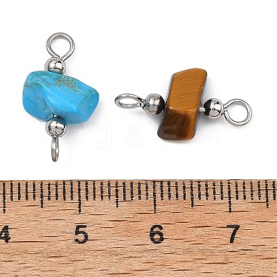 15Pcs 5 Colors Natural & Synthetic Mixed Gemstone Chip Links Connector Charms PALLOY-JF05360-1