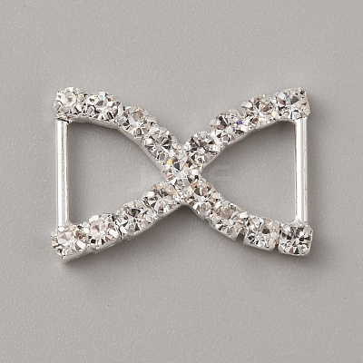Silver Plated Brass Rhinestone Connector Charms RB-WH0001-03-1