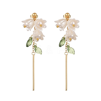 Plastic with Brass Dangle Stud Earrings for Women EJEW-TA00575-1