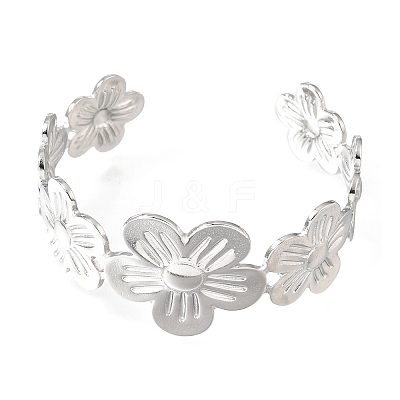 25MM 304 Stainless Steel Hollow Flower Cuff Bangles for Women SA-CBAB767-30P-1