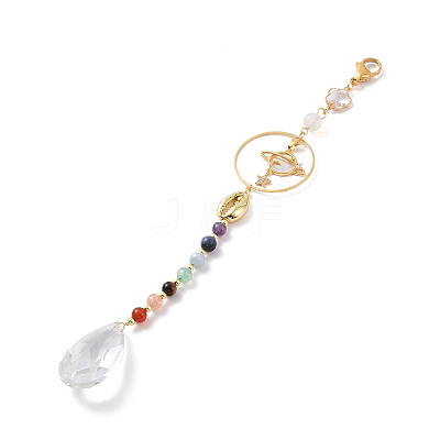 Glass Teardrop Chandelier Pendant Decorations HJEW-JM00854-1