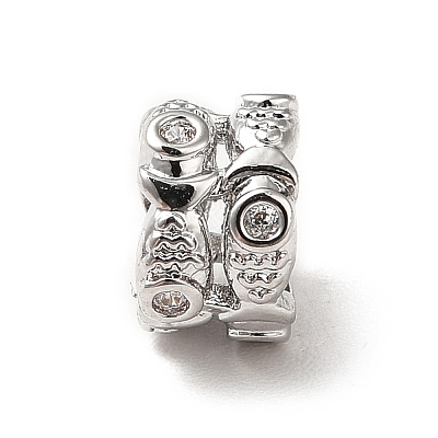 Brass Micro Pave Cubic Zirconia European Beads KK-M233-33P-1