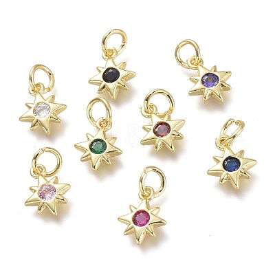 Brass Micro Pave Cubic Zirconia Pendants KK-P188-H-1