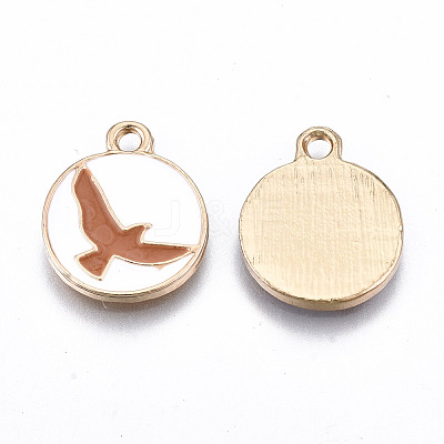 Light Gold Plated Alloy Enamel Pendants ENAM-T009-78A-RS-1
