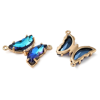 Brass Pave Faceted Glass Connector Charms FIND-Z020-04D-1