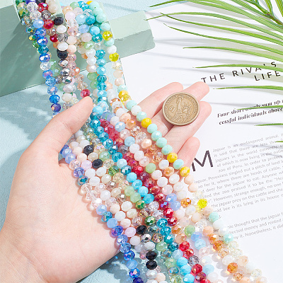 9 Strands 9 Color Electroplate Glass Beads Strands EGLA-AR0001-21-1