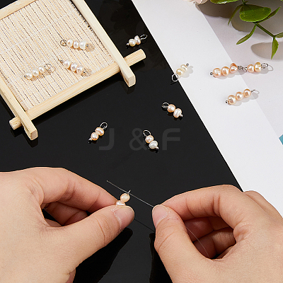 12Pcs 4 Styles Natural Pearl Two Sides Polished Charms PALLOY-FH00088-1