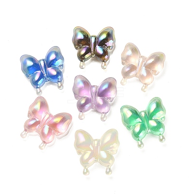 Luminous UV Plating Rainbow Iridescent Acrylic Beads OACR-F006-03-1