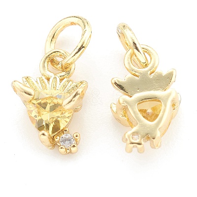 Brass Cubic Zirconia Pendants ZIRC-O041-02G-1