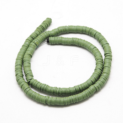 Flat Round Handmade Polymer Clay Beads CLAY-R067-8.0mm-43-1