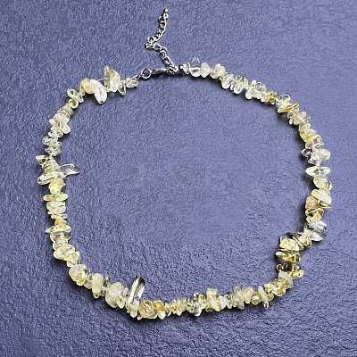 Natural Citrine Chip Beaded Necklaces for Women IW6789-59-1