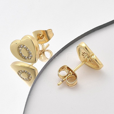 Rack Plating Brass Micro Pave Clear Cubic Zirconia Stud Earrings EJEW-K299-01G-O-1