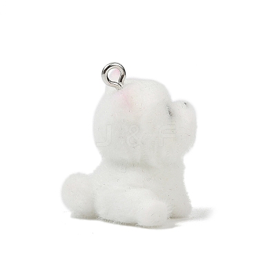 Animal Theme Flocky Opaque Resin Pendants RESI-H042-01P-05-1