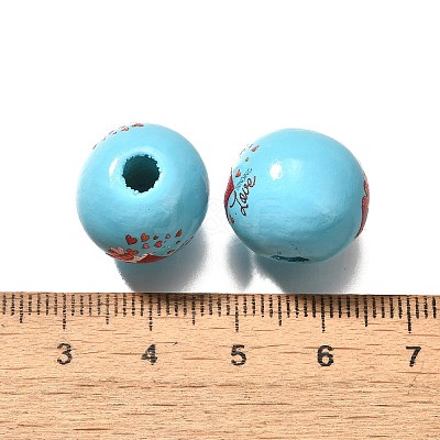 Valentine's Day Element Printed Wood Beads WOOD-R002-01-26-1