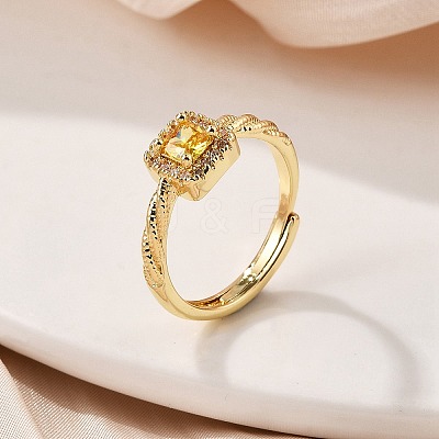 Brass Micro Pave Cubic Zirconia Finger Rings for Women RJEW-U049-04G-1