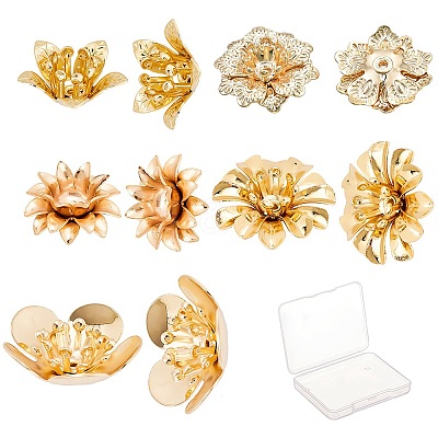 20Pcs 5 Style Brass Bead Caps KK-SC0004-92-1