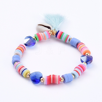 Stretch Charm Bracelets BJEW-JB05085-04-1