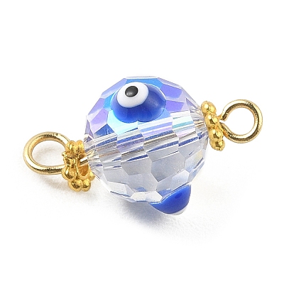 Transparent Evil Eye Glass Connector Charms PALLOY-JF02209-1