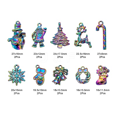 20Pcs 10 Style Rainbow Color Alloy Pendants FIND-LS0001-13MC-1