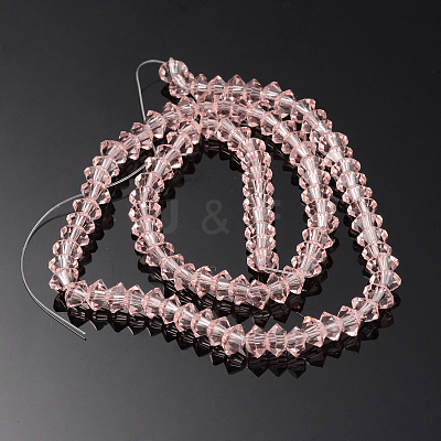 Faceted Bicone Transparent Glass Bead Strands GLAA-J082-A13-1